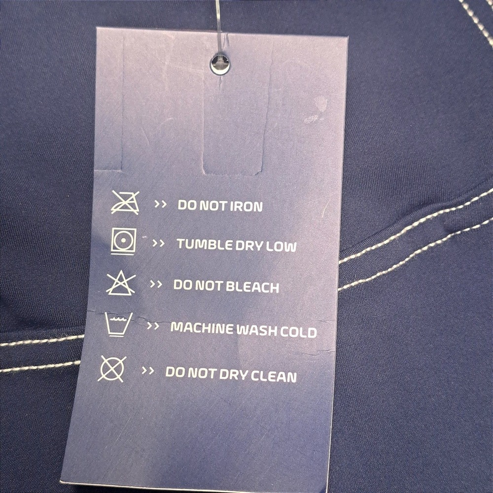 Vooveeya Navy Blue Flare Yoga Pants Contrast Stitch High Waist Large NWT - Picture 5 of 11